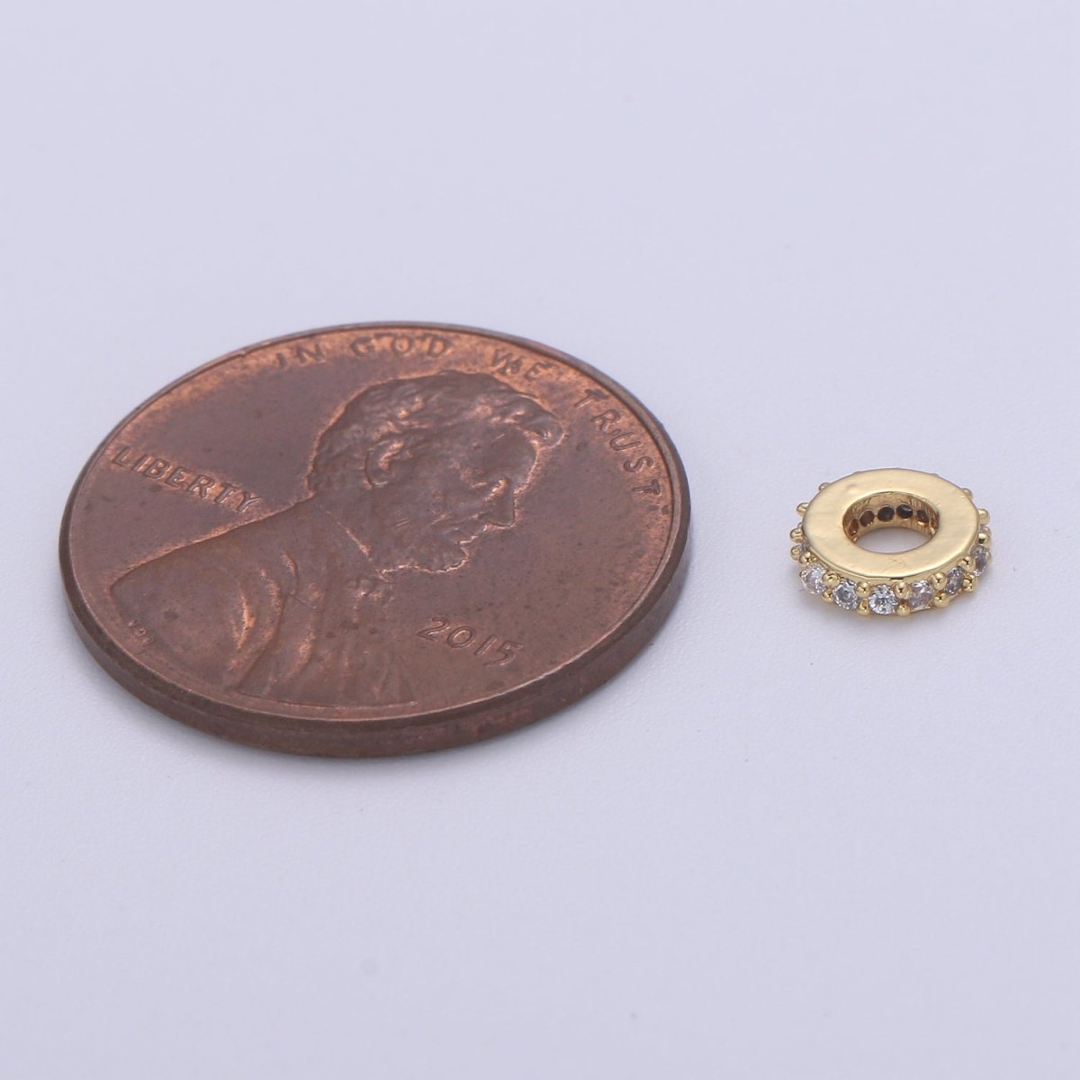 Gold Filled 6mm CZ Micro Pave Round Wheel Spacer Bead Cubic Zirconia Rondelle Spacer Bead