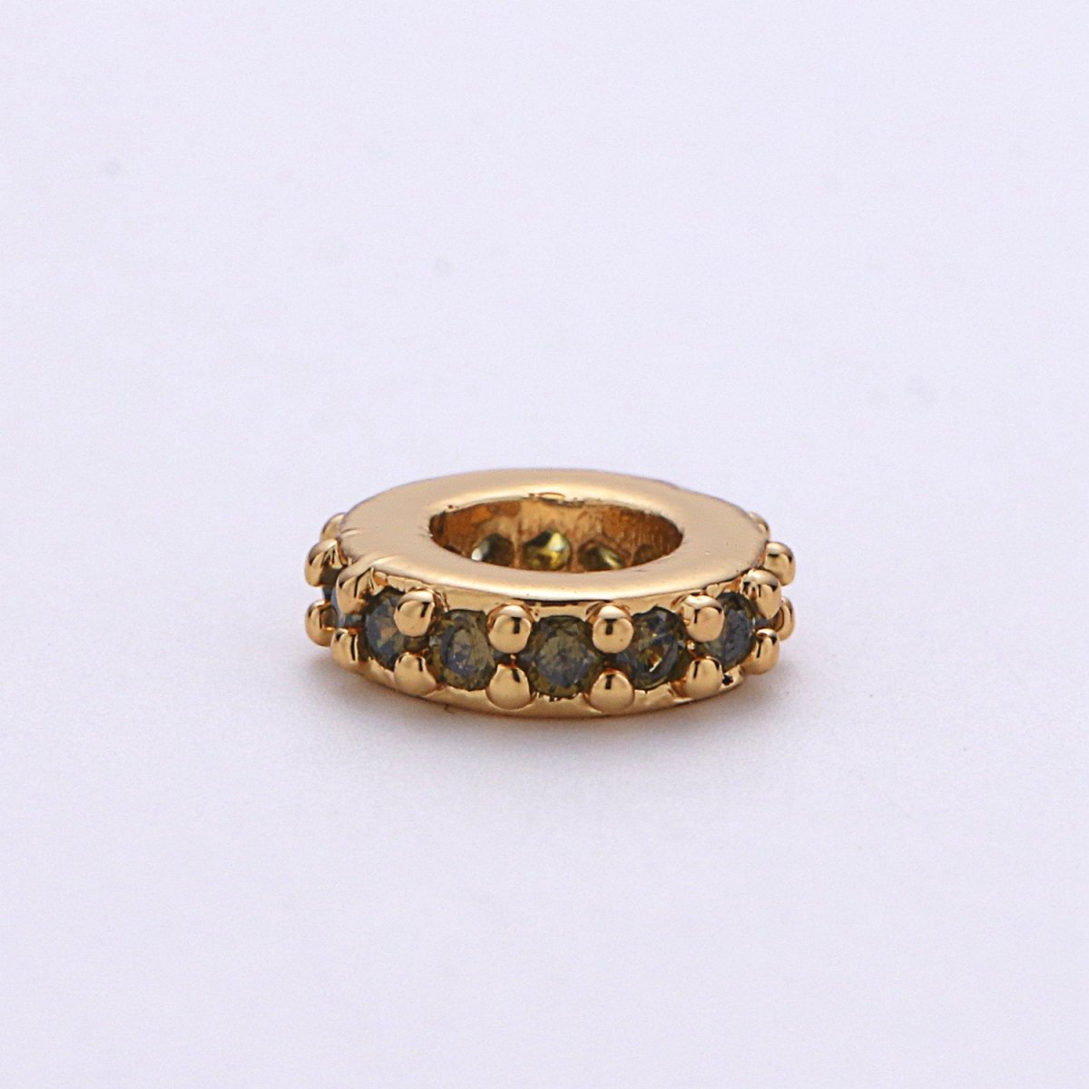 CZ Micro Pave 6mm Rondelle Big Hole Spacer Bead Cubic Zirconia Large Hole Spacer Bead Sliding Bead