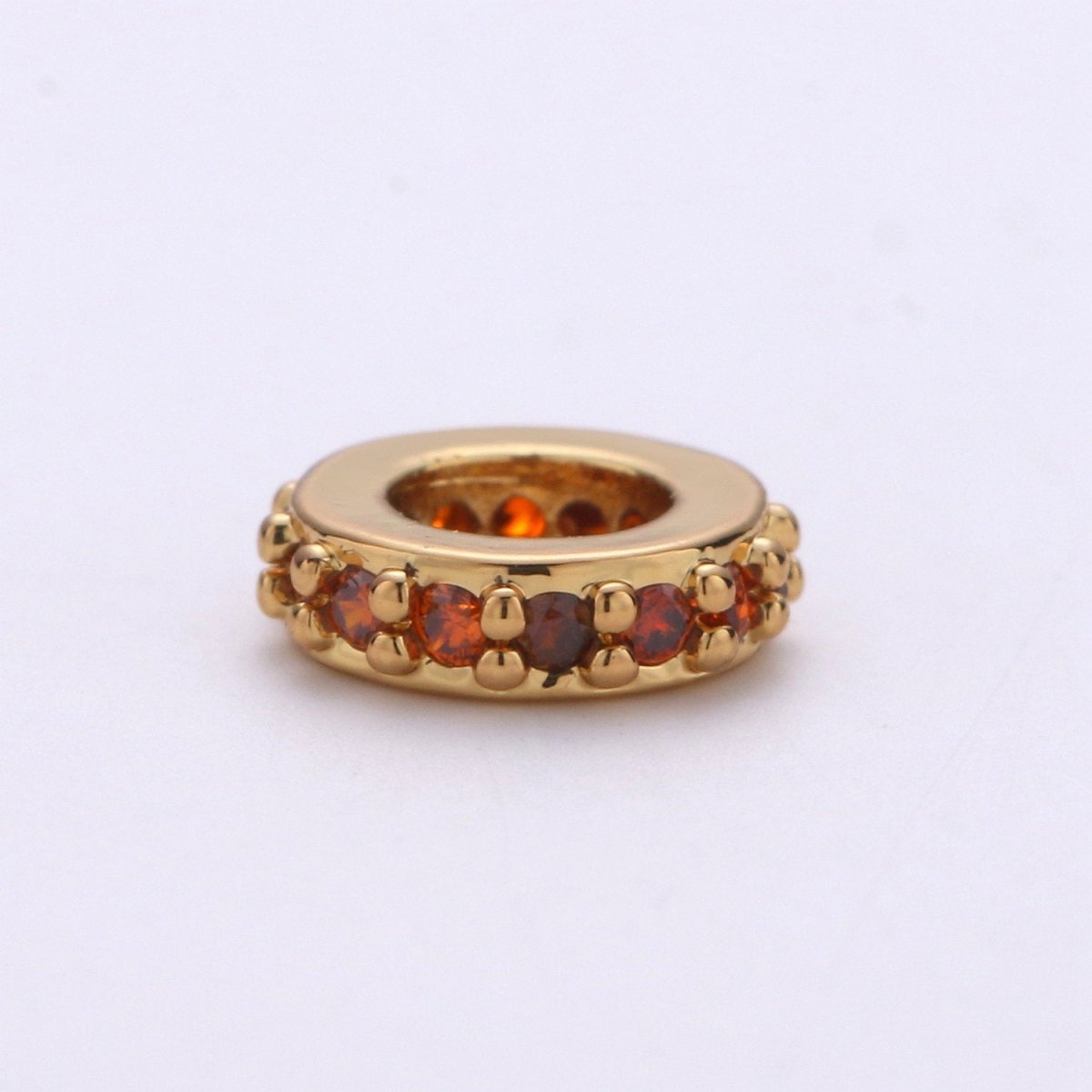 CZ Micro Pave 6mm Rondelle Big Hole Spacer Bead Cubic Zirconia Large Hole Spacer Bead Sliding Bead