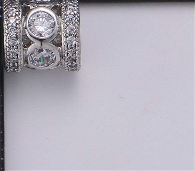 White Gold-Filled 8mm Micro Pave Spacer Beads Drum Tube Gold Beads with CZ Paved 4mm Large Hole Gold Spacer