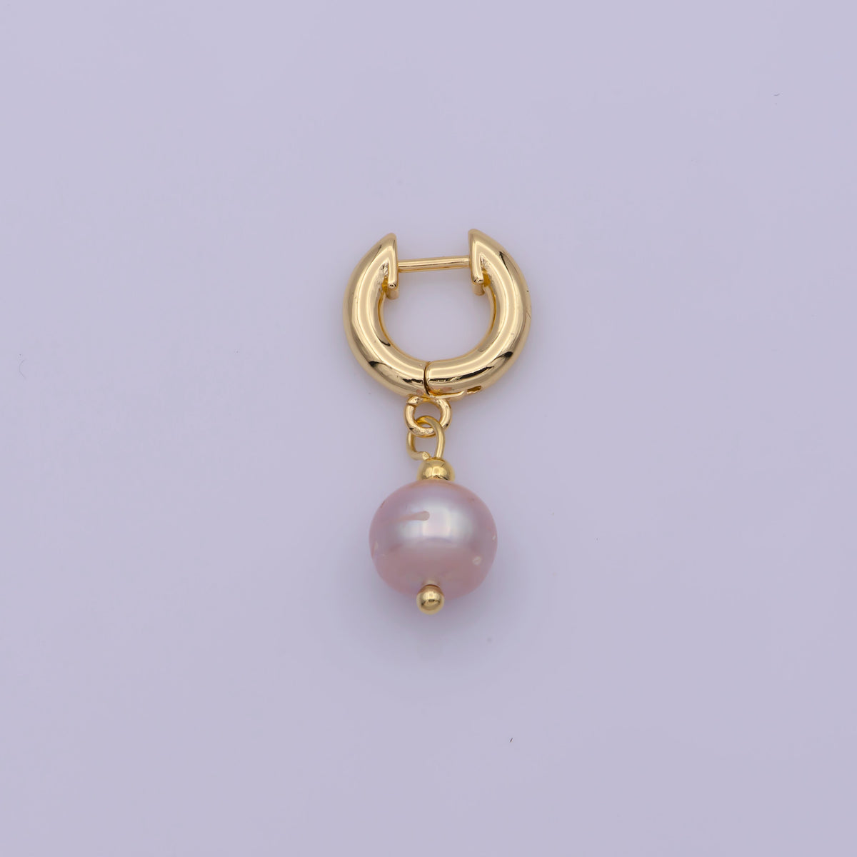 Gorgeous Gold Huggie Pink Pearl Earrings Freshwater Pearl Dangle Champagne Pearl Earrings Round Blush Pink Wedding Jewelry Bridesmaids