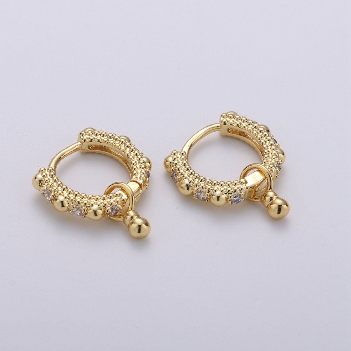 Beaded Hoop Earrings Ball Hoop Earrings Small Gold Hoop Earrings Minimalist Huggie Hoop Earrings Boho Hoop Earrings, Gold Huggie Earring Q-219 Q-220