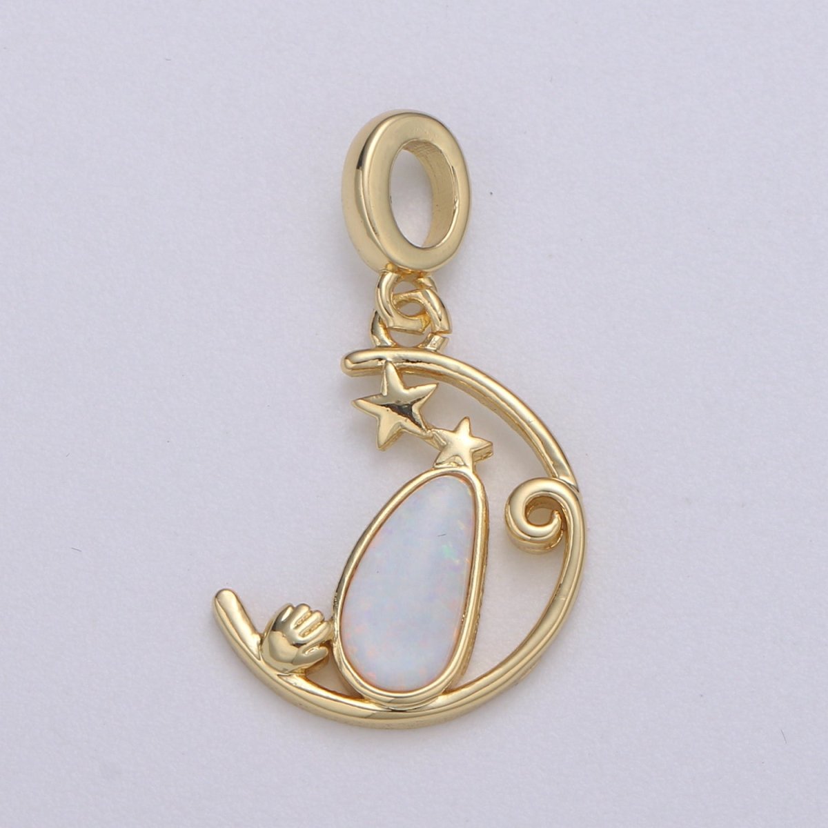 Dainty Blue or White Opal 24K Rondelle Star Pendant Teardrop Opal Baby Hand