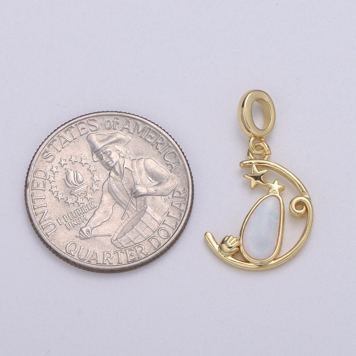 Dainty Blue or White Opal 24K Rondelle Star Pendant Teardrop Opal Baby Hand