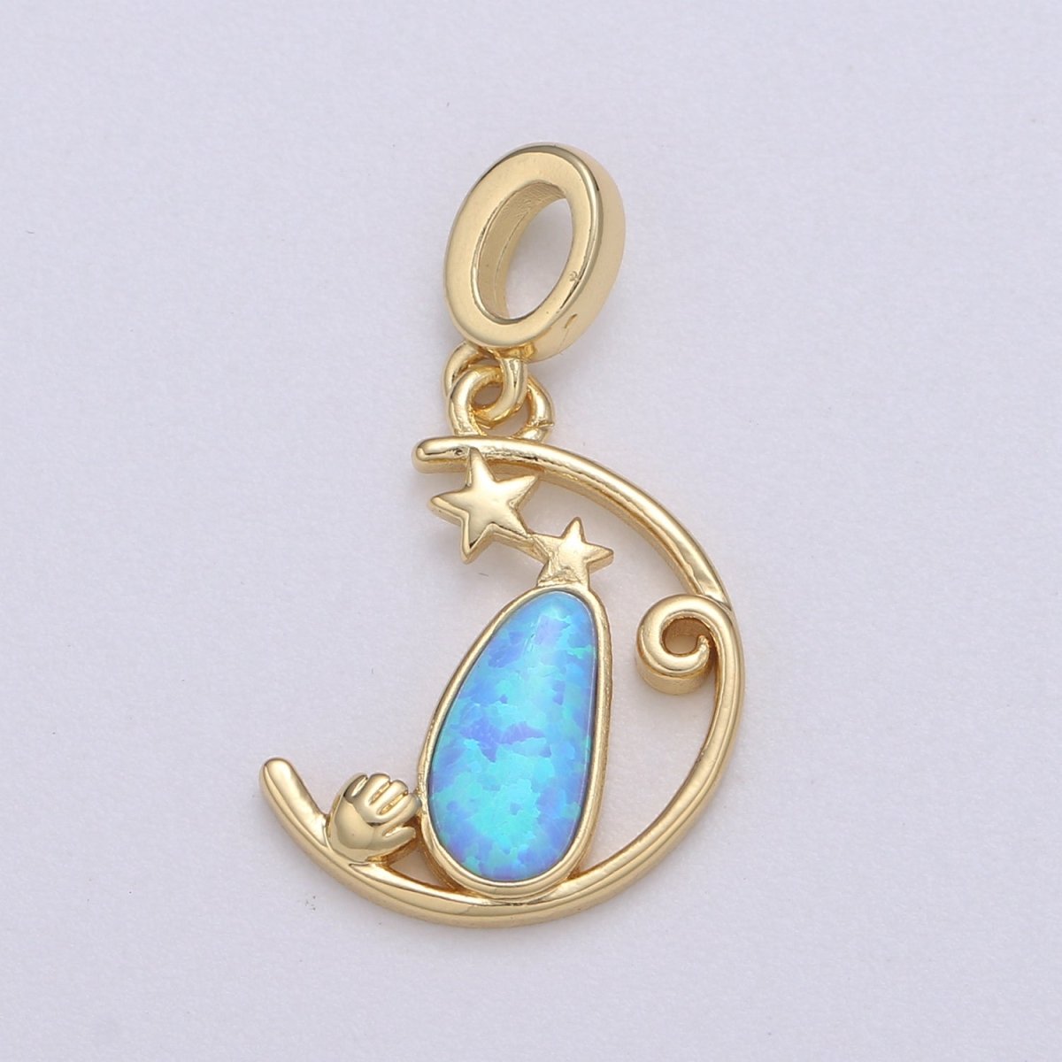Dainty Blue or White Opal 24K Rondelle Star Pendant Teardrop Opal Baby Hand