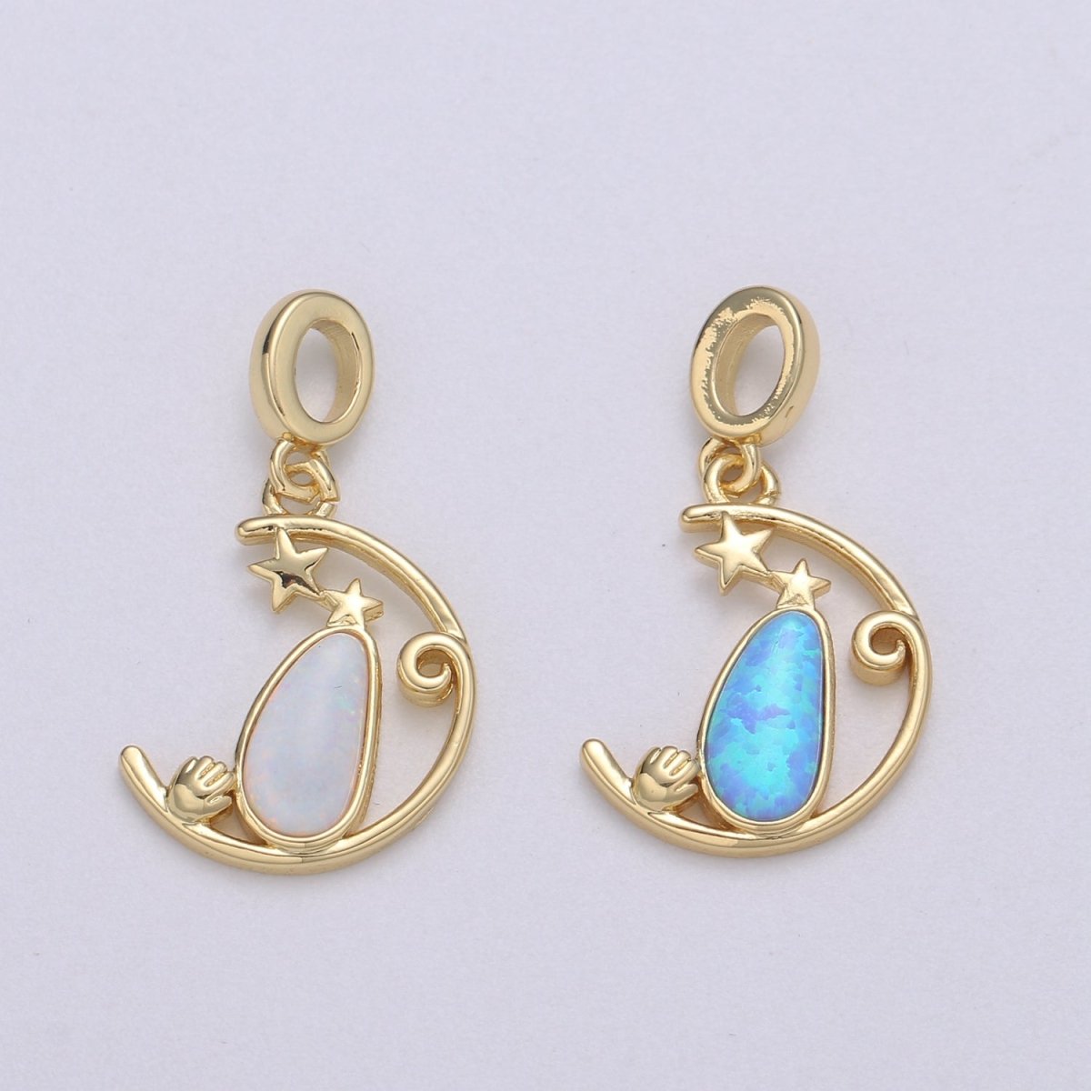 Dainty Blue or White Opal 24K Rondelle Star Pendant Teardrop Opal Baby Hand