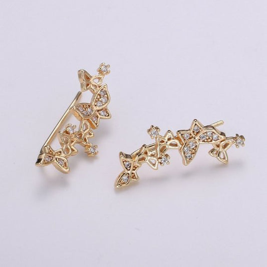 Butterfly ear climber, butterfly earrings, ear climber gold, ear crawler, dainty earrings, minimalist earrings, gold earrings P-002