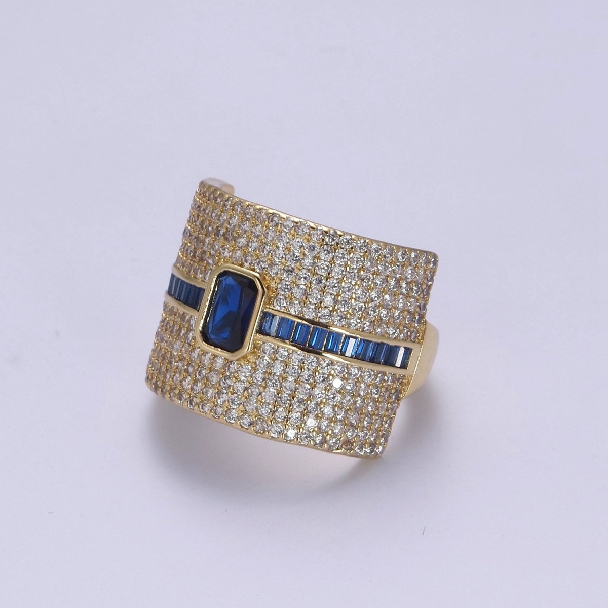 Chunky Statement Cubic Zirconia 24K Gold-Filled Micro Pave Adjustable Open Ring