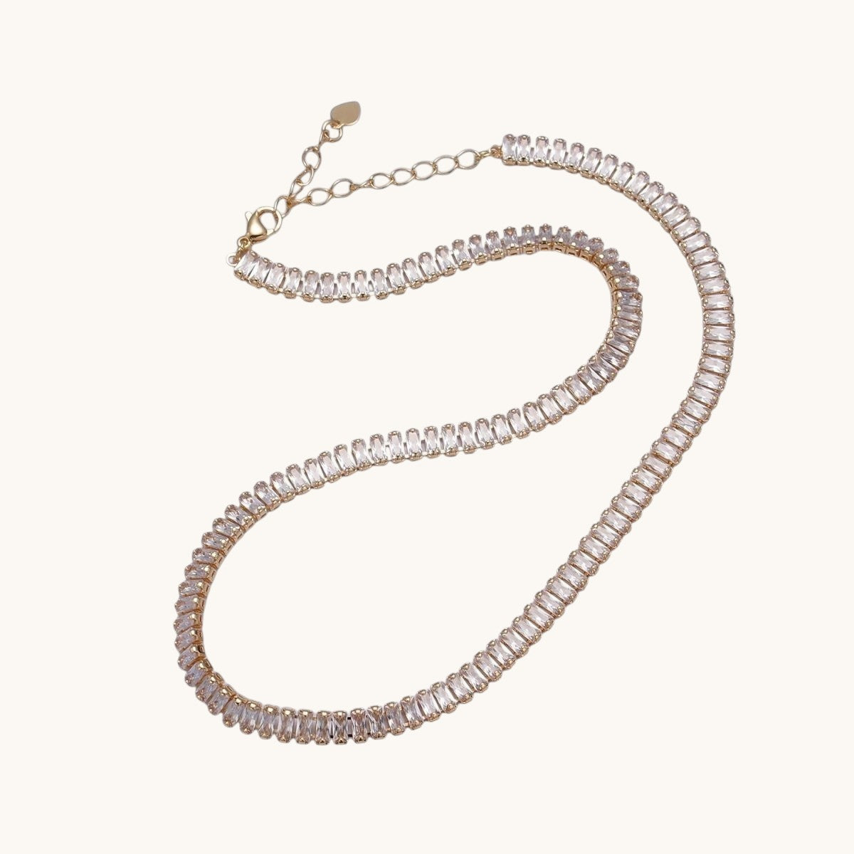 Gorgeous Color Tennis Baguette Necklace 24k Gold Filled CZ Chain Necklace Layer Colorful
