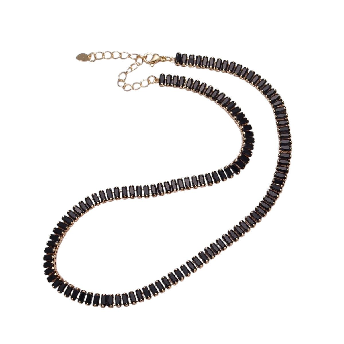 Gorgeous Color Tennis Baguette Necklace 24k Gold Filled CZ Chain Necklace Layer Colorful