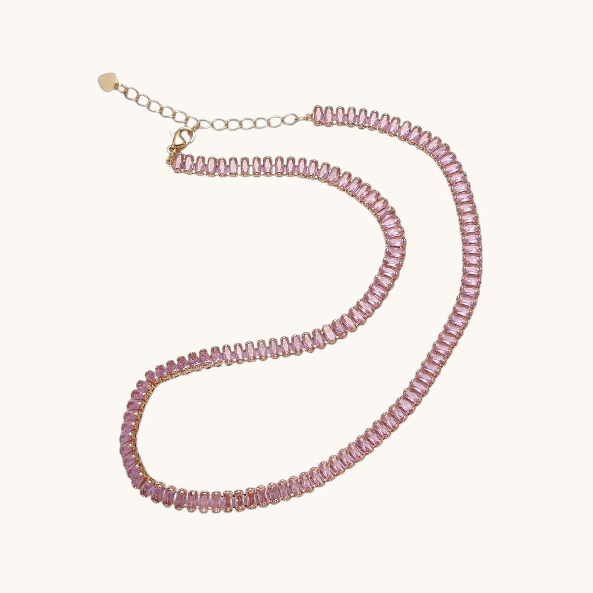Gorgeous Color Tennis Baguette Necklace 24k Gold Filled CZ Chain Necklace Layer Colorful