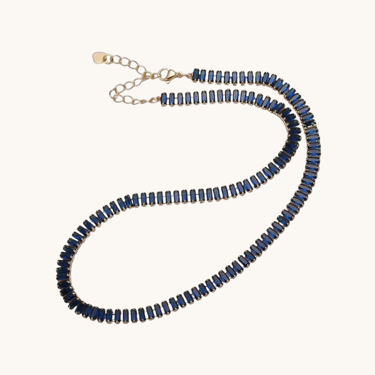 Gorgeous Color Tennis Baguette Necklace 24k Gold Filled CZ Chain Necklace Layer Colorful