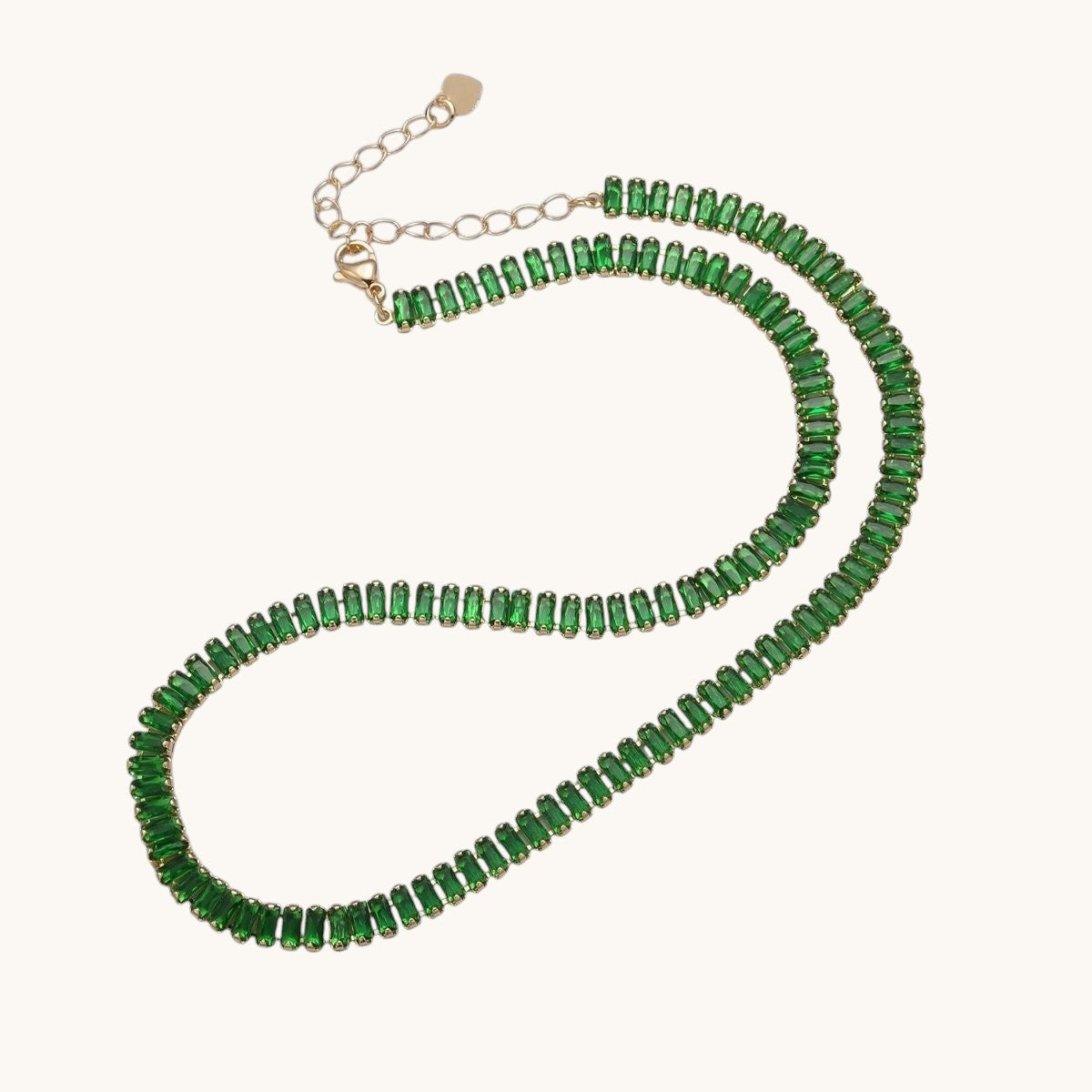 Gorgeous Color Tennis Baguette Necklace 24k Gold Filled CZ Chain Necklace Layer Colorful