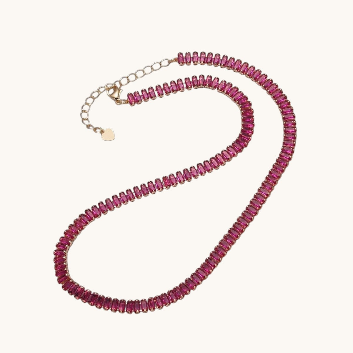 Gorgeous Color Tennis Baguette Necklace 24k Gold Filled CZ Chain Necklace Layer Colorful