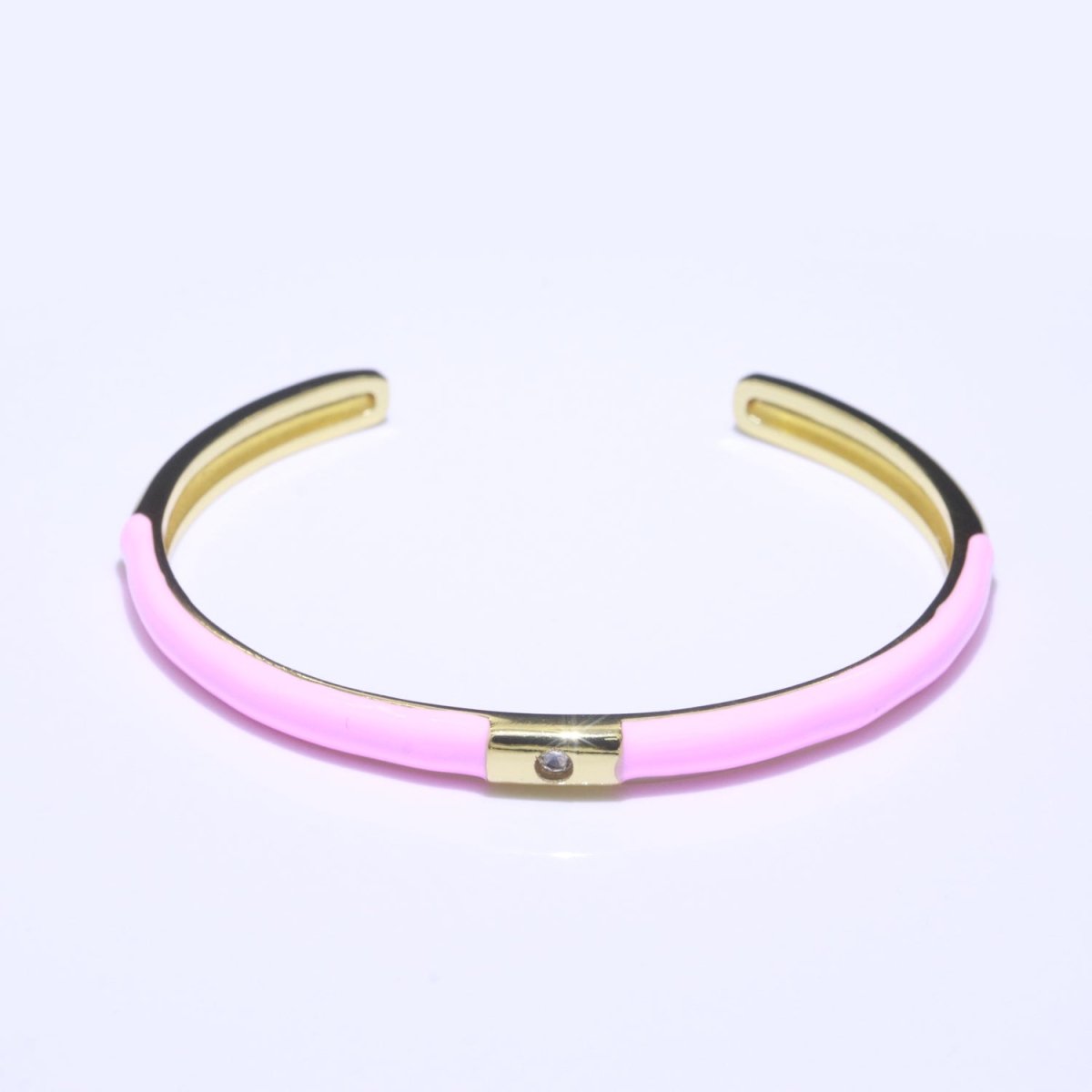 Colorful Enamel Stackable Bangle Bracelet 14K Gold-Filled CZ Enamel Bangle Bracelet