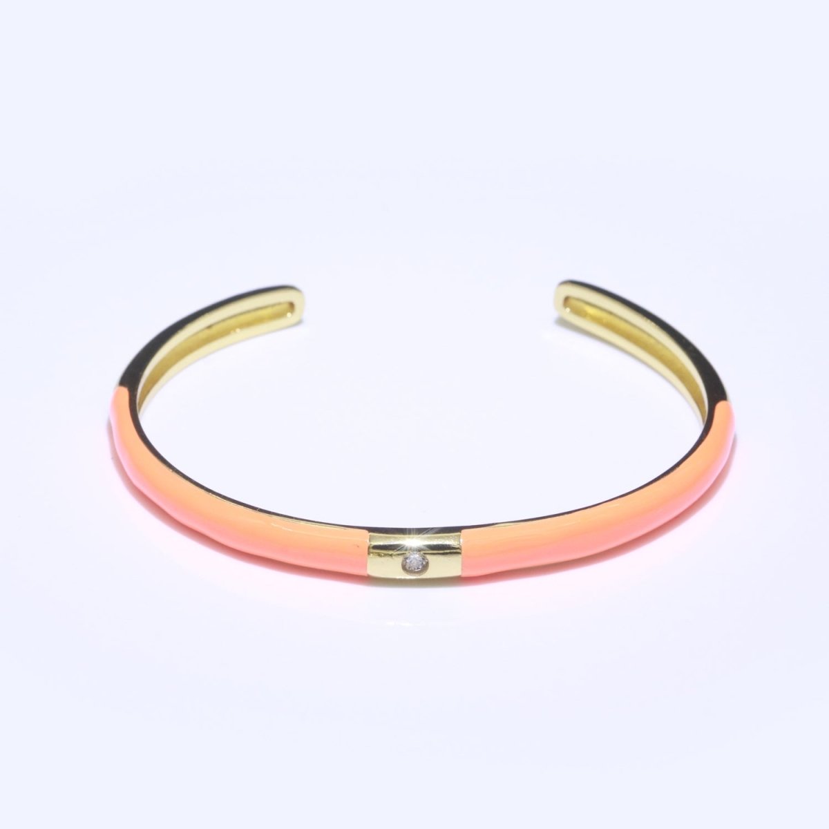 Colorful Enamel Stackable Bangle Bracelet 14K Gold-Filled CZ Enamel Bangle Bracelet