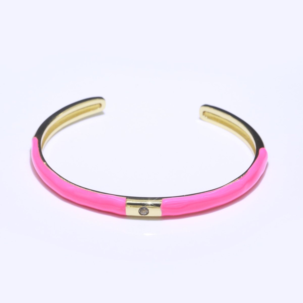 Colorful Enamel Stackable Bangle Bracelet 14K Gold-Filled CZ Enamel Bangle Bracelet