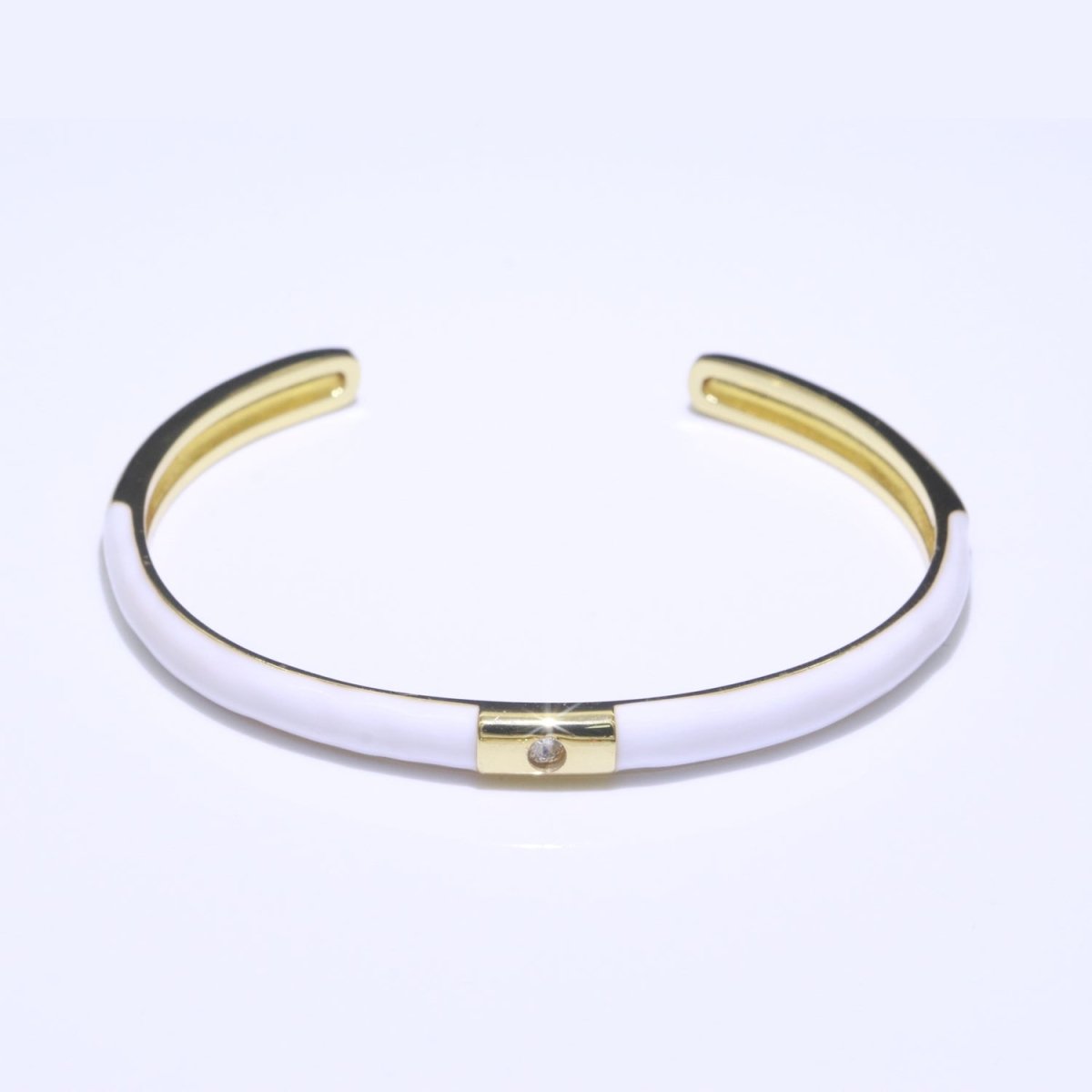 Colorful Enamel Stackable Bangle Bracelet 14K Gold-Filled CZ Enamel Bangle Bracelet