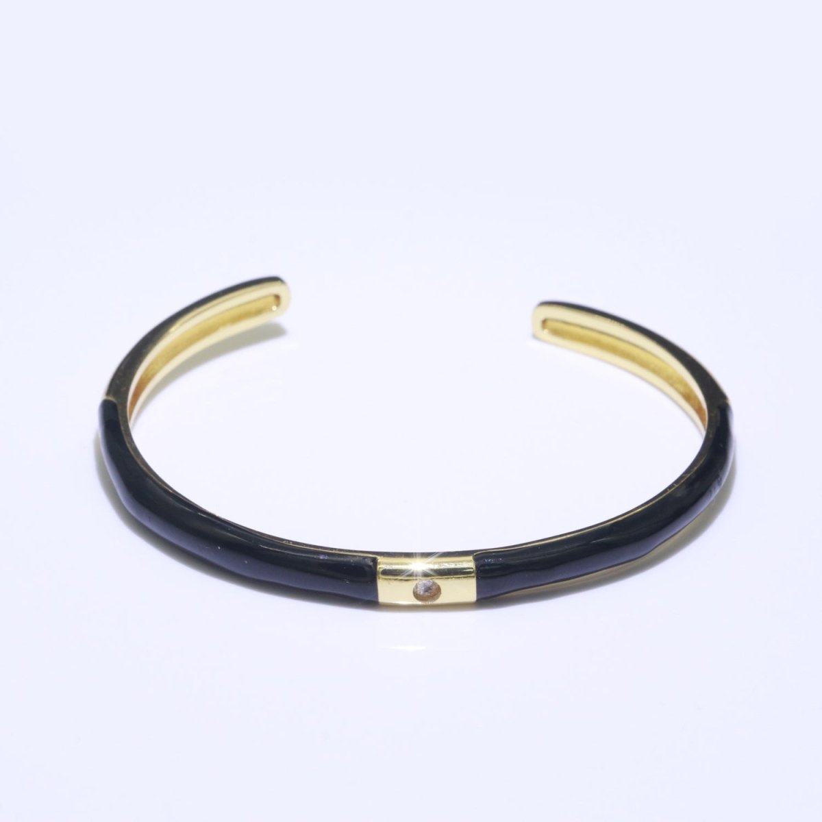 Colorful Enamel Stackable Bangle Bracelet 14K Gold-Filled CZ Enamel Bangle Bracelet