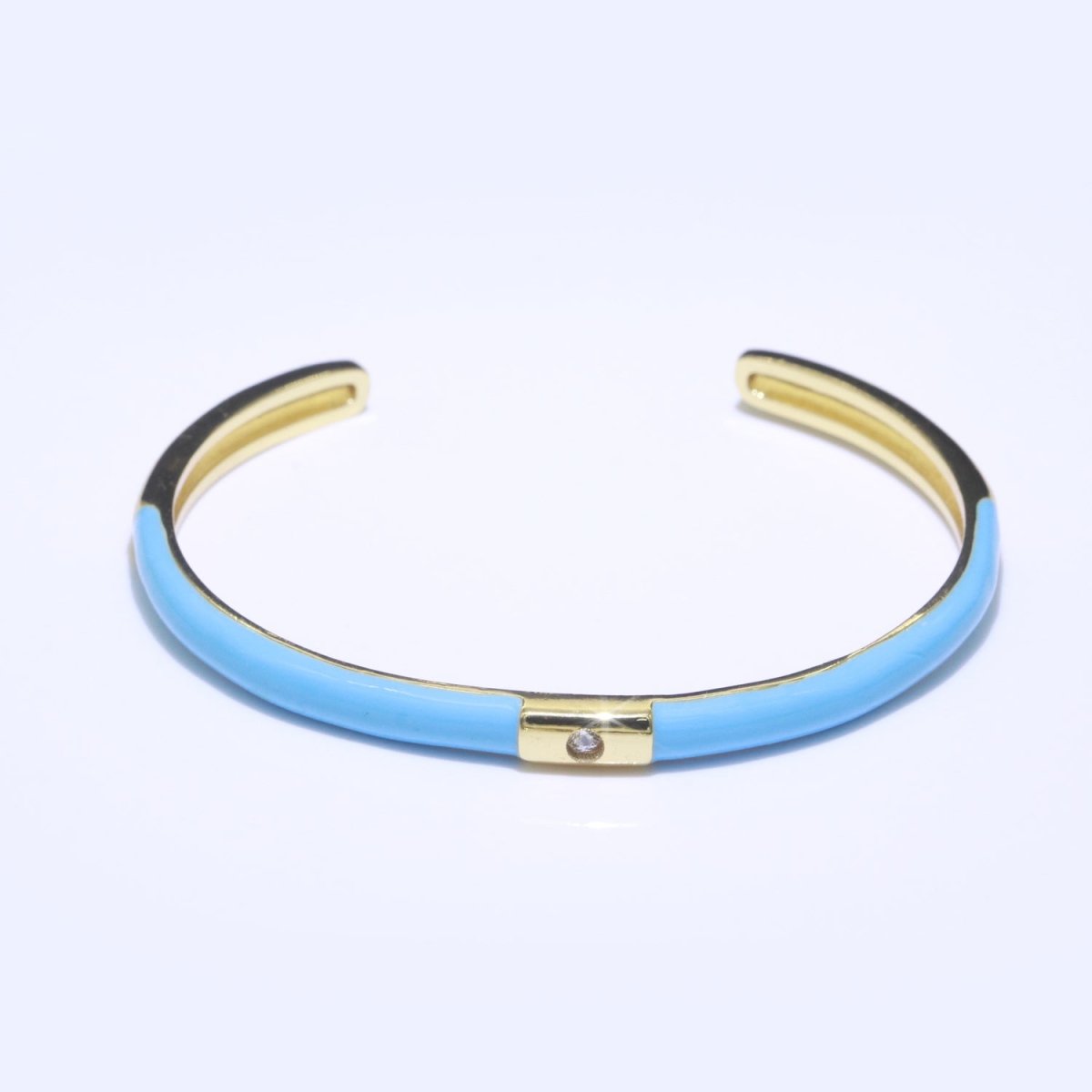 Colorful Enamel Stackable Bangle Bracelet 14K Gold-Filled CZ Enamel Bangle Bracelet