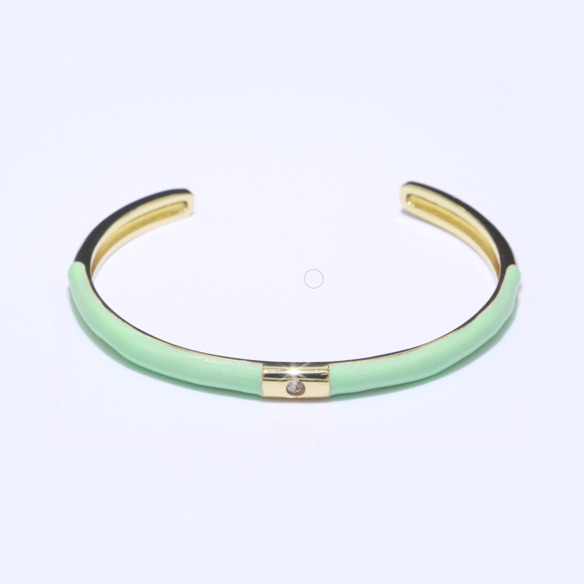 Colorful Enamel Stackable Bangle Bracelet 14K Gold-Filled CZ Enamel Bangle Bracelet