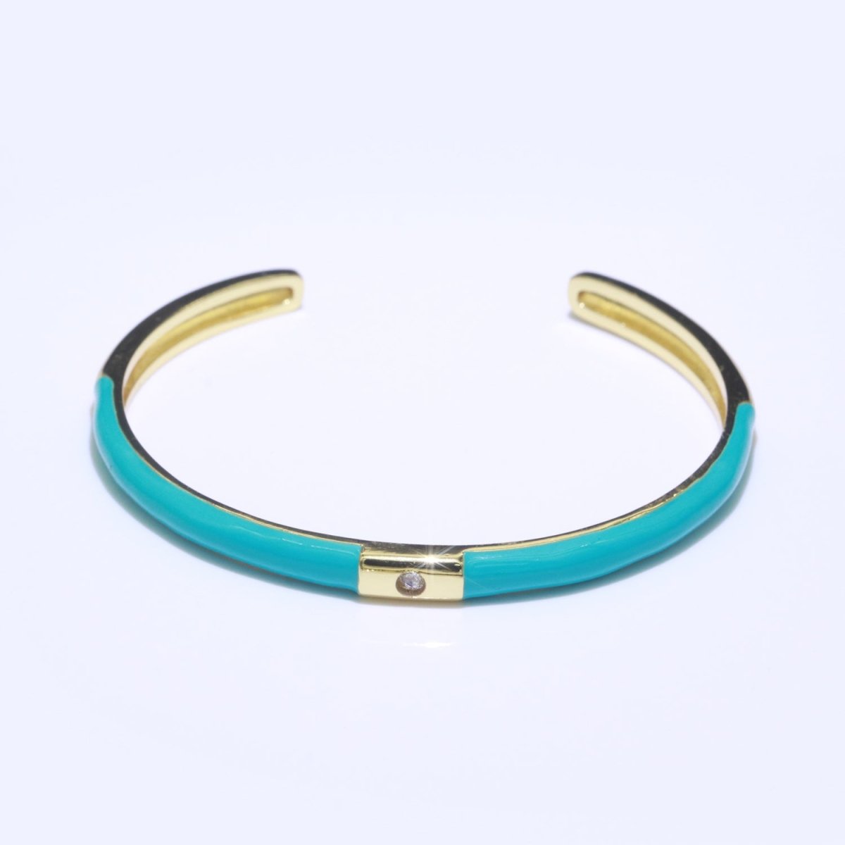 Colorful Enamel Stackable Bangle Bracelet 14K Gold-Filled CZ Enamel Bangle Bracelet