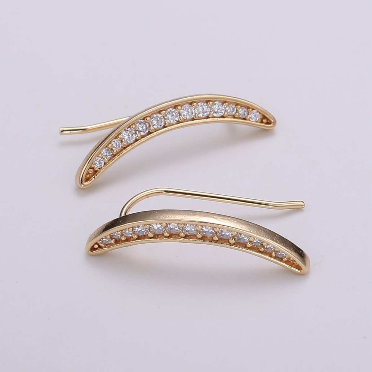 Crescent Moon Ear Climbers-Moon Earrings, Silver Ear Crawlers, Ear Climbers, Half Moon Earrings