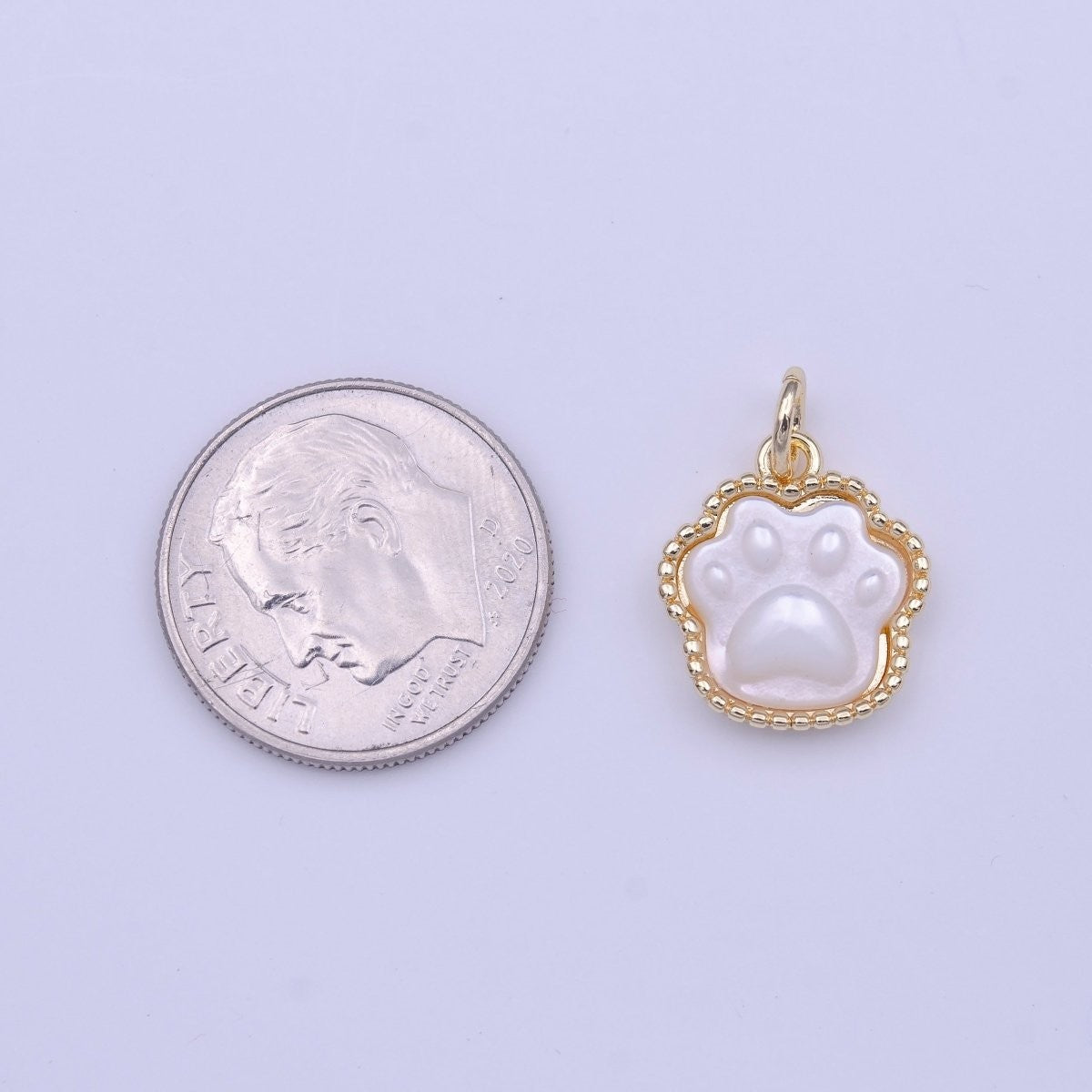 Cute Animal Pawprint Imprint Shell Pearl Gold Charm
