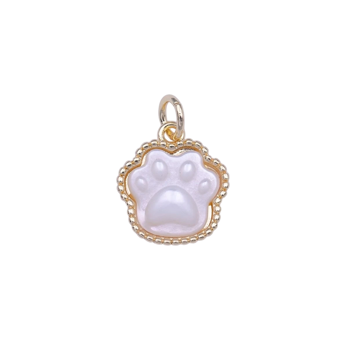 Cute Animal Pawprint Imprint Shell Pearl Gold Charm