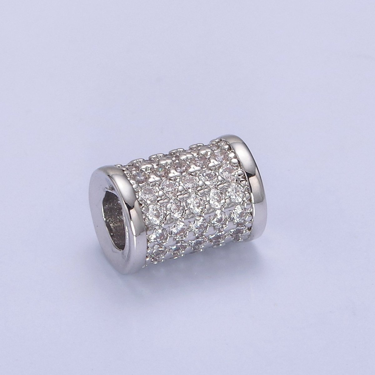 Micro Pave 7.5mm Curved Tube Spacer CZ Micro Pave Large Hole Tube Bead Large Hole Curve Tube Bead