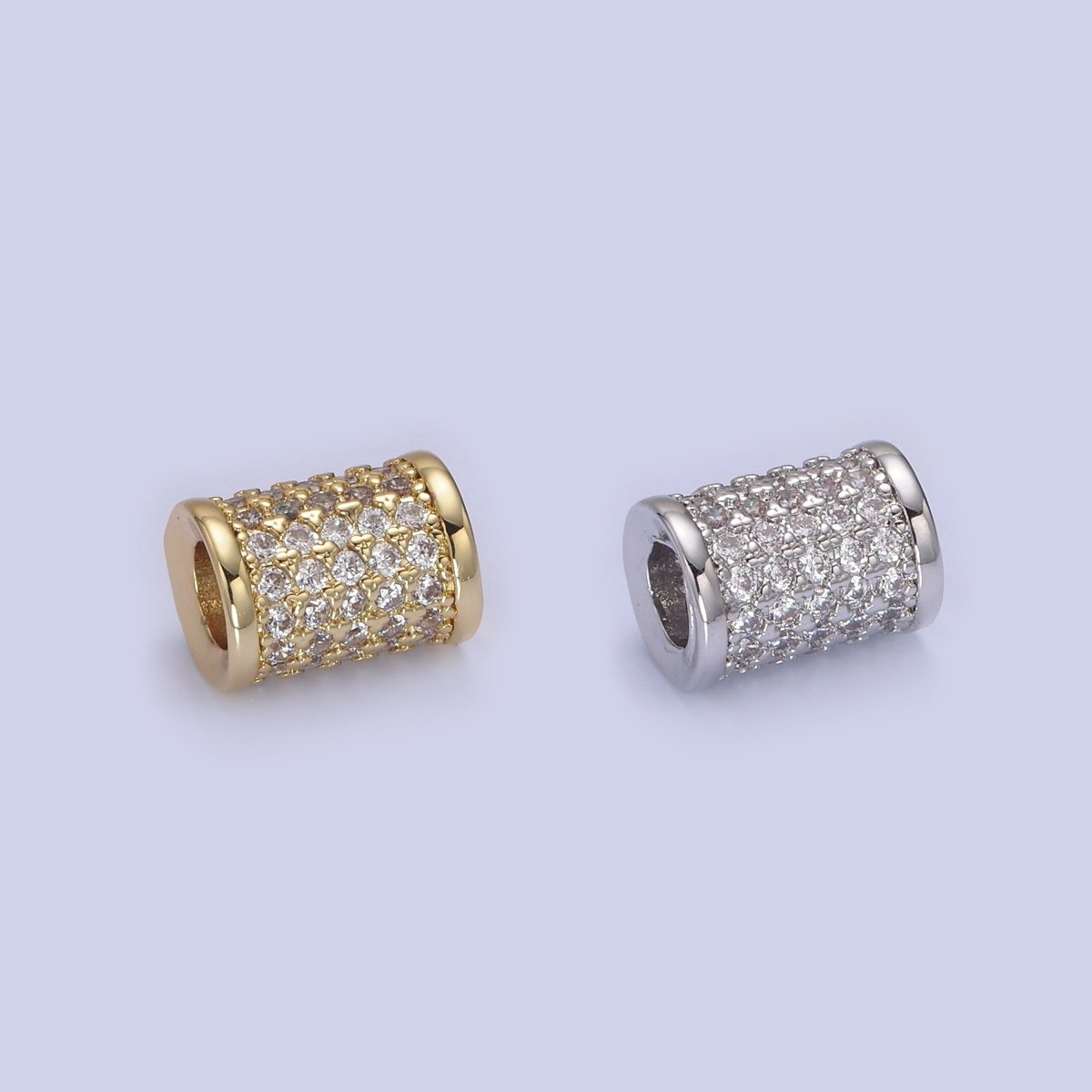 Micro Pave 7.5mm Curved Tube Spacer CZ Micro Pave Large Hole Tube Bead Large Hole Curve Tube Bead