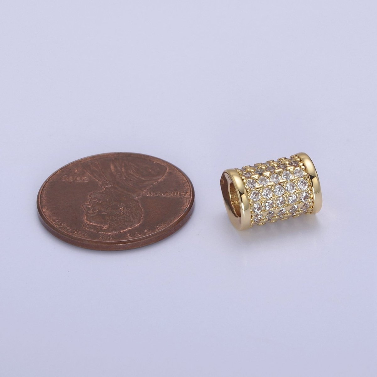 Micro Pave 7.5mm Curved Tube Spacer CZ Micro Pave Large Hole Tube Bead Large Hole Curve Tube Bead
