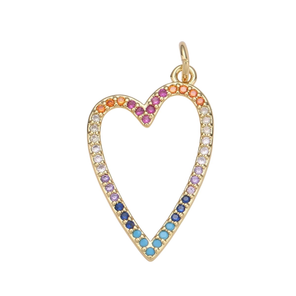 Micro Pave Open Heart Pendant, Cubic Zirconia Pave Pendant, Love Necklace Charm 14k gold filled