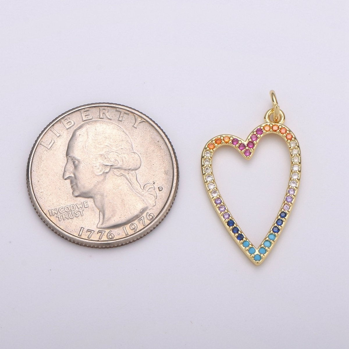 Micro Pave Open Heart Pendant, Cubic Zirconia Pave Pendant, Love Necklace Charm 14k gold filled