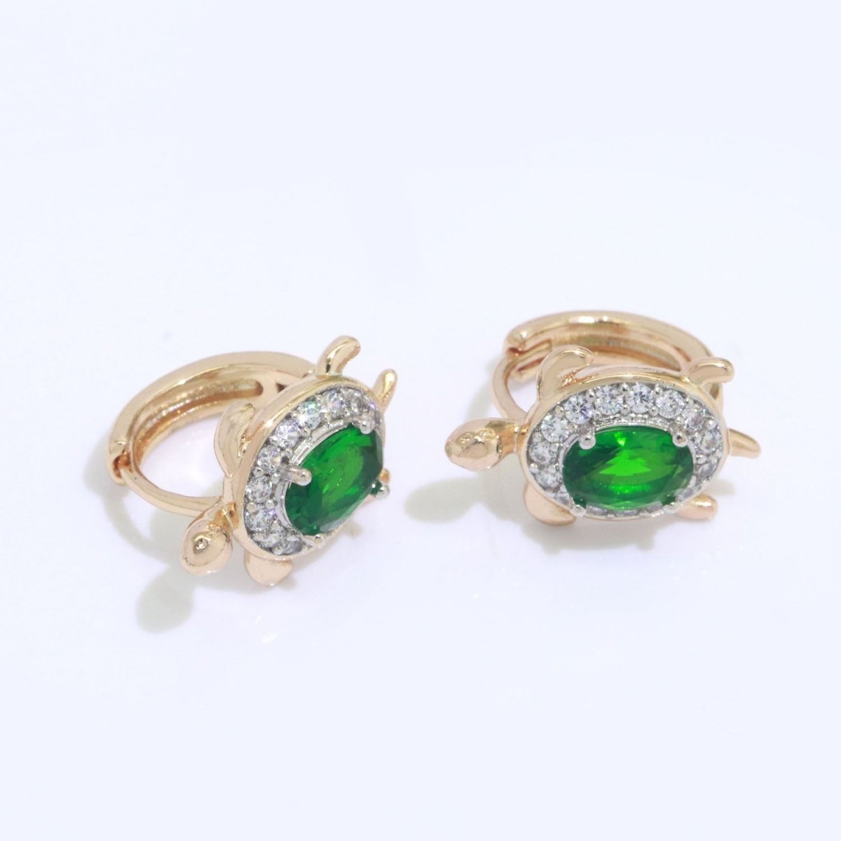 CZ Sea Turtle Earring 18k Gold Filled | Turtle Jewelry | Blue Red Pink Black Green Clear Micro Pave Earring for Turtle Lovers | Under the Sea Inspired