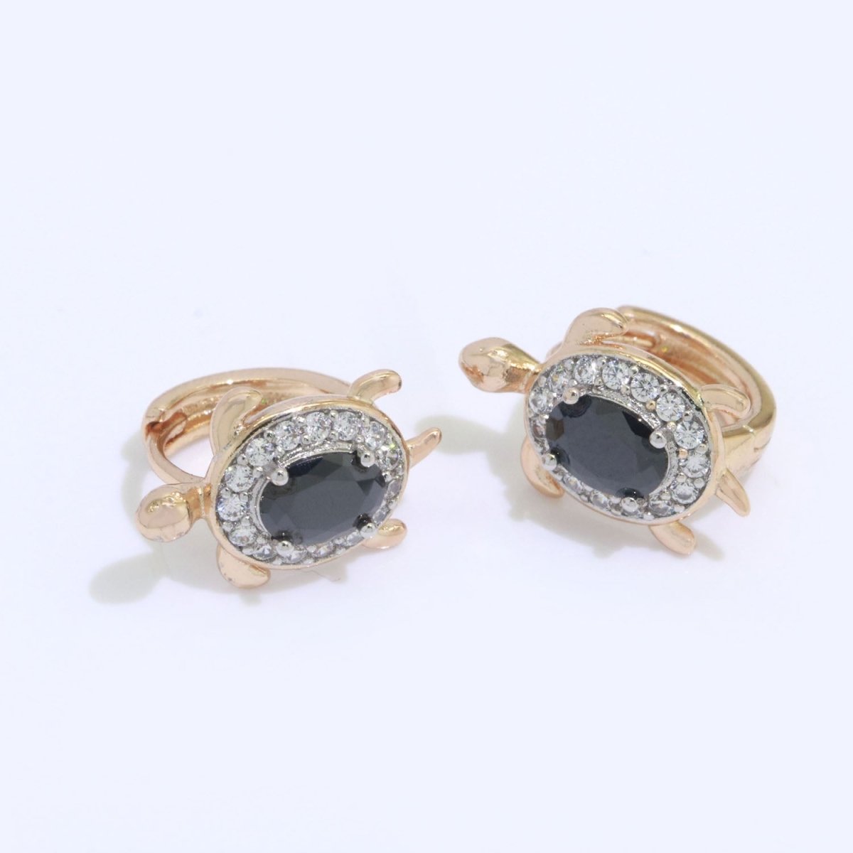 CZ Sea Turtle Earring 18k Gold Filled | Turtle Jewelry | Blue Red Pink Black Green Clear Micro Pave Earring for Turtle Lovers | Under the Sea Inspired
