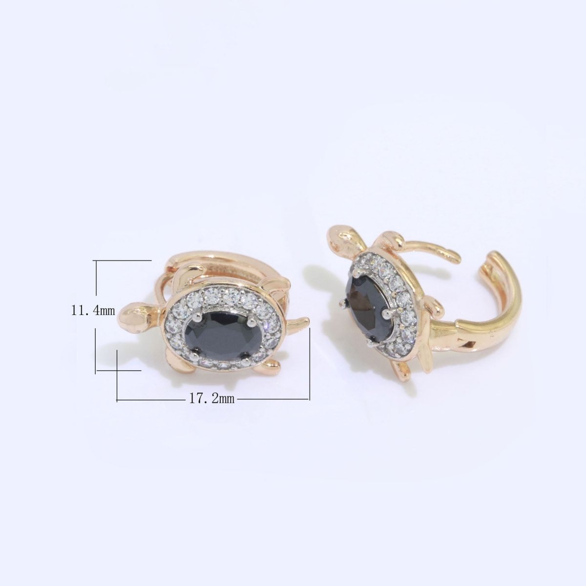 CZ Sea Turtle Earring 18k Gold Filled | Turtle Jewelry | Blue Red Pink Black Green Clear Micro Pave Earring for Turtle Lovers | Under the Sea Inspired