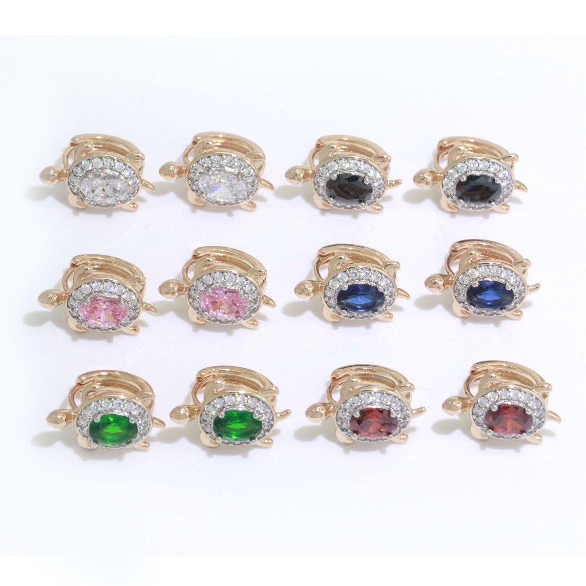 CZ Sea Turtle Earring 18k Gold Filled | Turtle Jewelry | Blue Red Pink Black Green Clear Micro Pave Earring for Turtle Lovers | Under the Sea Inspired