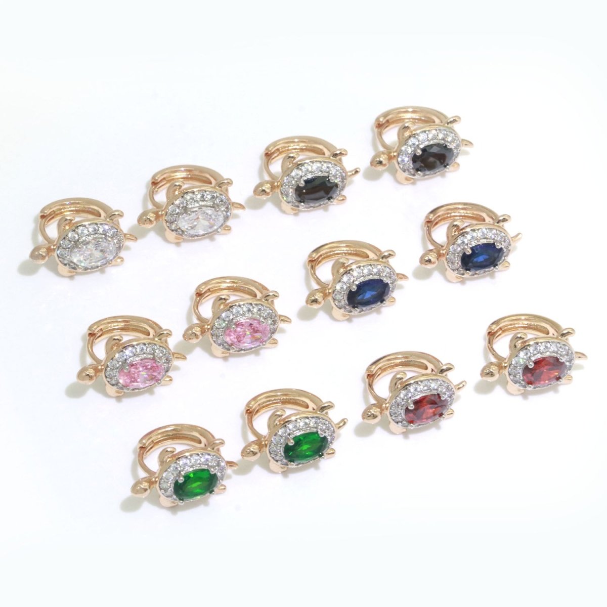 CZ Sea Turtle Earring 18k Gold Filled | Turtle Jewelry | Blue Red Pink Black Green Clear Micro Pave Earring for Turtle Lovers | Under the Sea Inspired