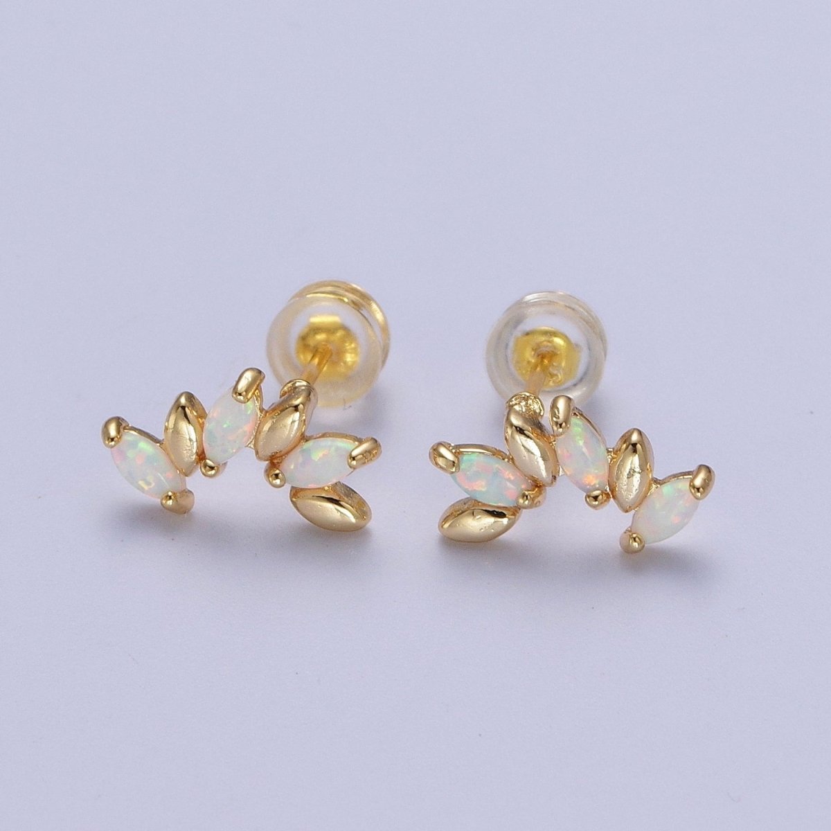 Dainty 14K Gold Filled White Opal Gold Marquise Stud Earrings