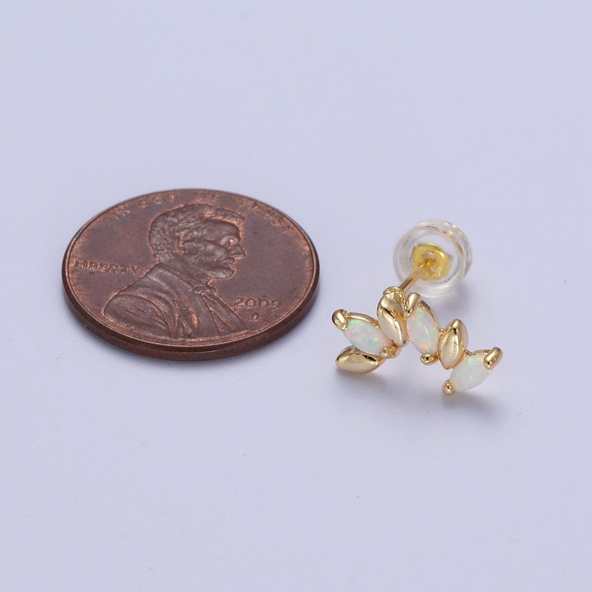 Dainty 14K Gold Filled White Opal Gold Marquise Stud Earrings