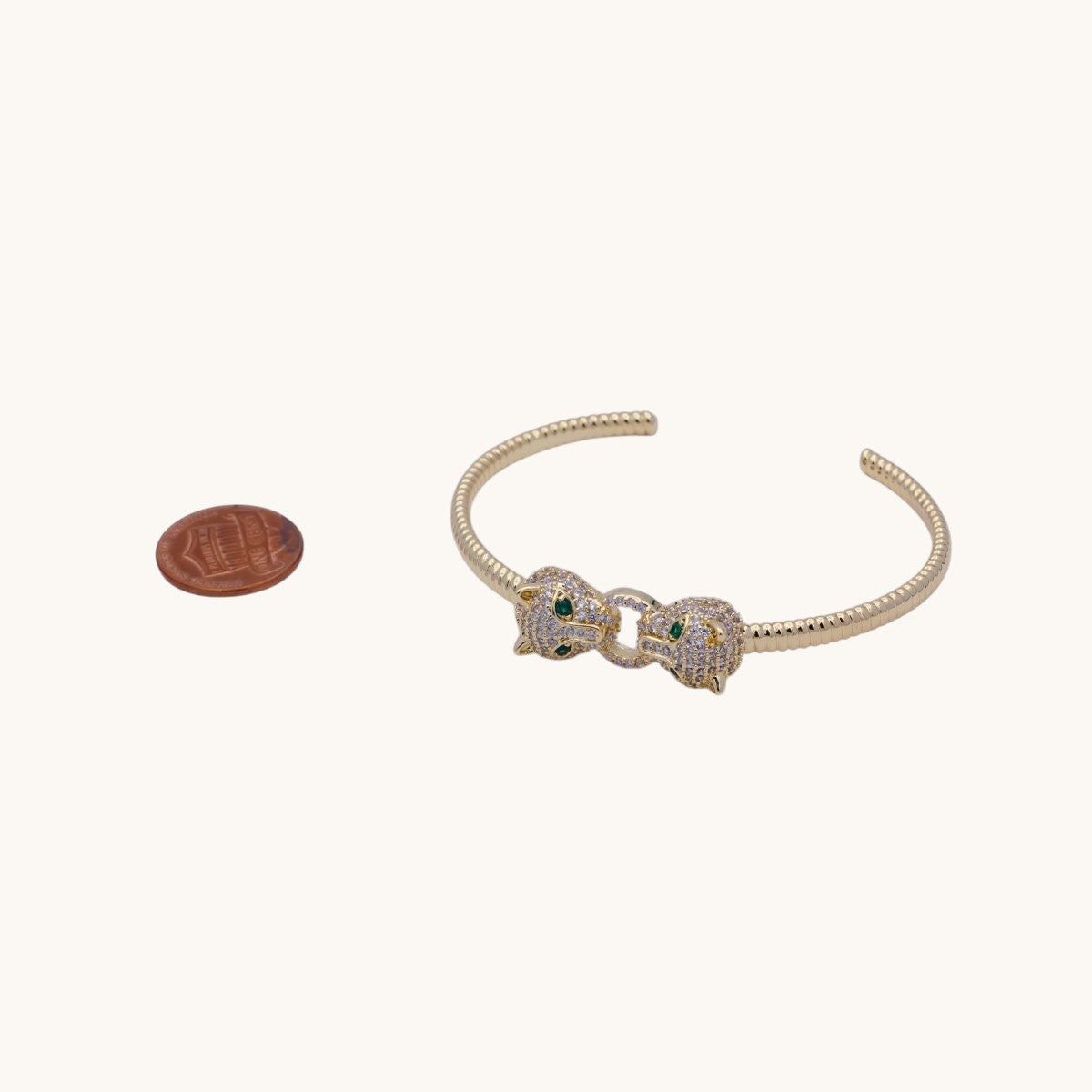 Dainty 24K Gold Filled Panther Bangle Bracelet Micro Pave Bracelet