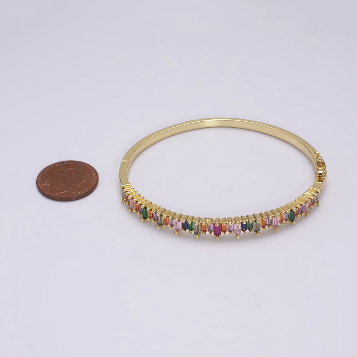Dainty Baguette bracelet Colorful CZ Gem Stackable Gold Bracelet | Gold Bracelet | Luxury Stacking Bangle Bracelet