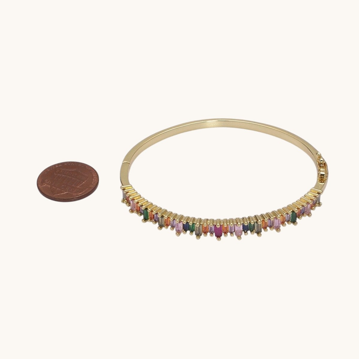 Dainty Baguette bracelet Colorful CZ Gem Stackable Gold Bracelet | Gold Bracelet | Luxury Stacking Bangle Bracelet