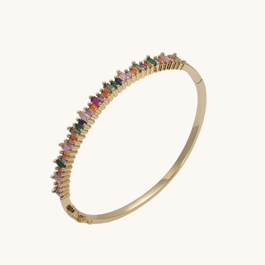 Dainty Baguette bracelet Colorful CZ Gem Stackable Gold Bracelet | Gold Bracelet | Luxury Stacking Bangle Bracelet