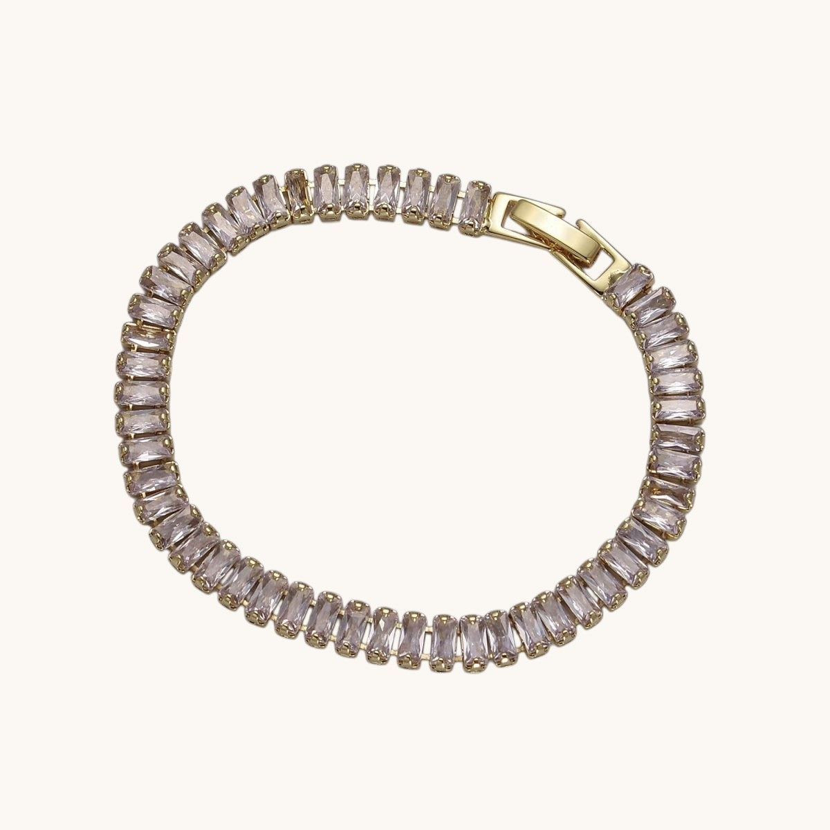 Dainty Baguette Tennis Bracelet, Gold Tennis Bracelet, Cubic Zirconia Tennis Bracelet 7 inch