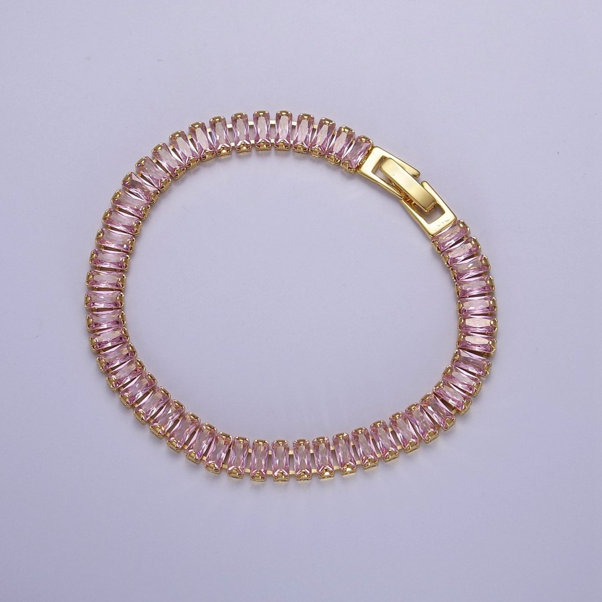 Dainty Baguette Tennis Bracelet, Gold Tennis Bracelet, Cubic Zirconia Tennis Bracelet 7 inch