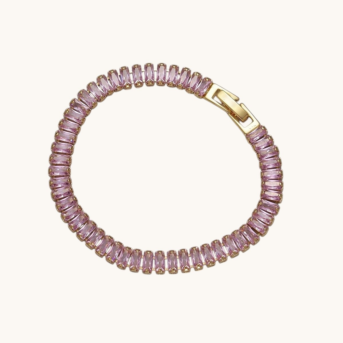 Dainty Baguette Tennis Bracelet, Gold Tennis Bracelet, Cubic Zirconia Tennis Bracelet 7 inch