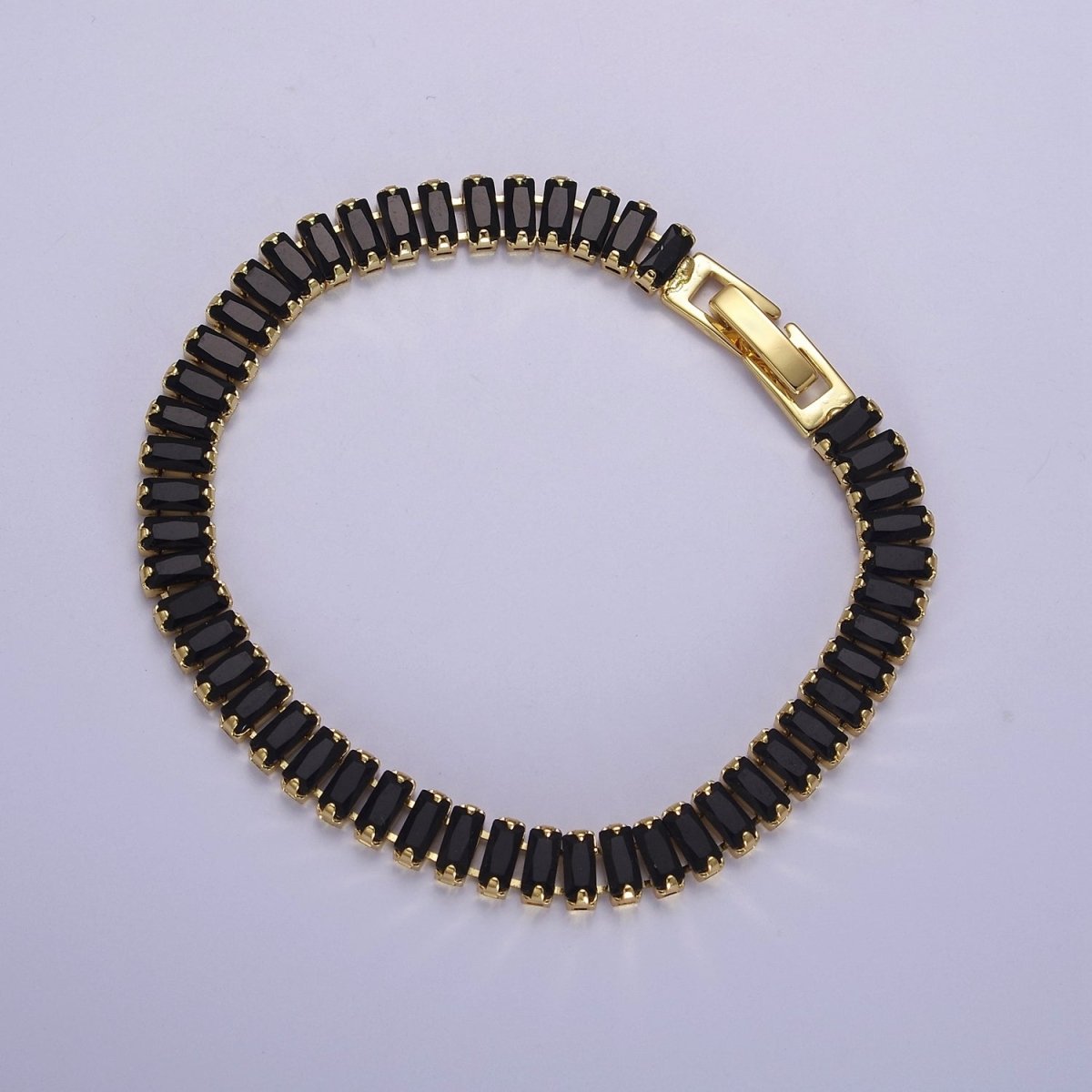Dainty Baguette Tennis Bracelet, Gold Tennis Bracelet, Cubic Zirconia Tennis Bracelet 7 inch