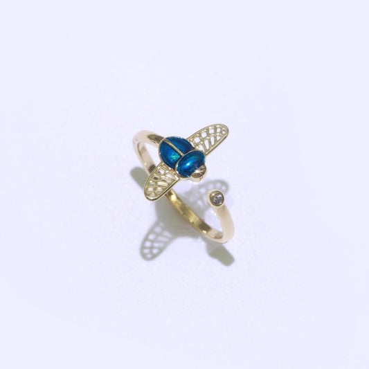 Dainty Bee Ring 18K Gold Filled Ring Open Adjustable Ring Insect CZ Simple Stacking Jewelry